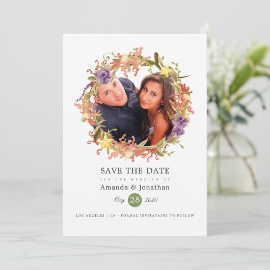 Save The Date Aquarelle Plage d'algues Photo Mariage à thème (Debout devant)