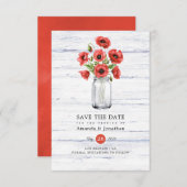 Save The Date Aquarelle Poppy Rustique Mason Jar Mariage (Devant / Derrière)