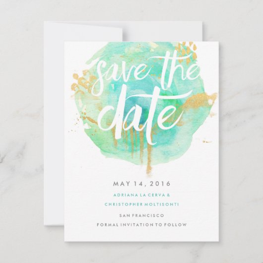 Save The Date Aquarelle précieuse Enregistrer la date Bleu (Devant)