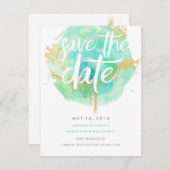 Save The Date Aquarelle précieuse Enregistrer la date Bleu (Devant / Derrière)