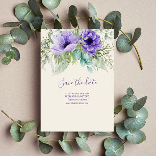 Save The Date Aquarelle Purple Mariage Botanique Enregistrer La