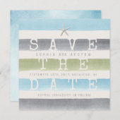 Save The Date Aquarelle rayures mariage plage enregistrer la dat (Devant / Derrière)