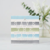 Save The Date Aquarelle rayures mariage plage enregistrer la dat (Debout devant)