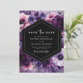 Save The Date Aquarelle Romance Mariage Floral violet (Debout devant)
