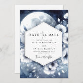 Save The Date Aquarelle Romance Mariage Lune (Devant / Derrière)