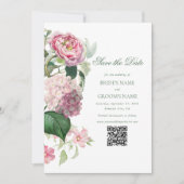 Save The Date Aquarelle romantique Fleurs roses Mariage photo (Devant)