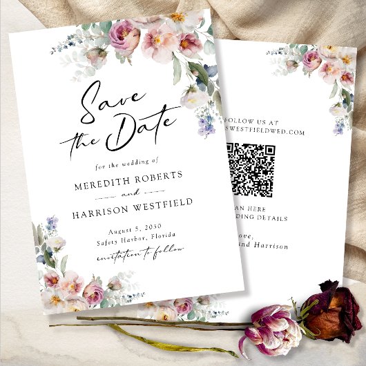 Save The Date Aquarelle romantique Floral Eucalyptus Mariage