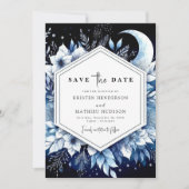 Save The Date Aquarelle romantique Mariage Lune (Devant)