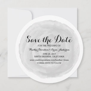 Save The Date Aquarelle ronde gris Enregistrer la date Invitatio