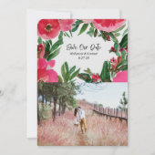 Save The Date Aquarelle rose Anémone Mariage photo (Devant)