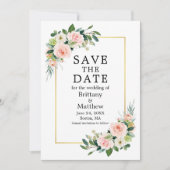 Save The Date Aquarelle rose Blush Rose Gold Frame (Devant)
