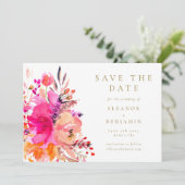 Save The Date Aquarelle rose chaud moderne Floral Mariage élégan (Debout devant)