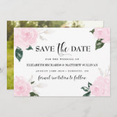 Save The Date Aquarelle rose doux Roses Enregistrer la photo Dat (Devant / Derrière)