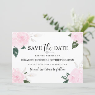 Save The Date Aquarelle rose doux Roses Enregistrer la photo Dat