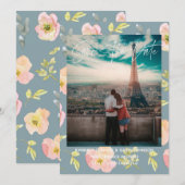 Save The Date Aquarelle rose | Enregistrer la date (Devant / Derrière)