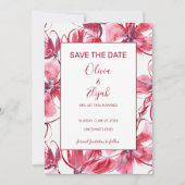 Save The Date Aquarelle Rose Et Fleurs Rouge (Devant)