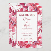 Save The Date Aquarelle Rose Et Fleurs Rouge (Devant / Derrière)