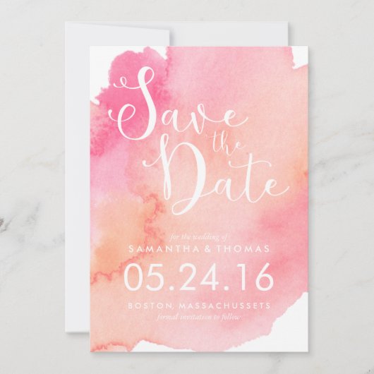 Save The Date Aquarelle rose et orange Enregistrer la date (Devant)