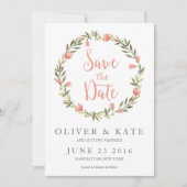 Save The Date Aquarelle rose Fleur couronne Enregistrer la date (Devant)