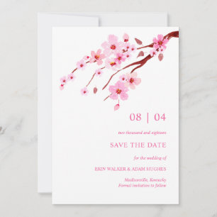 Save The Date Aquarelle rose Fleur de cerisier Enregistrer la da