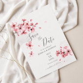 Save The Date Aquarelle rose Fleur de Cerisier Mariage