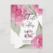 Save The Date Aquarelle rose Floral (Devant / Derrière)