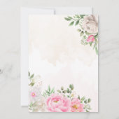 Save The Date Aquarelle rose Floral Mariage élégant (Dos)