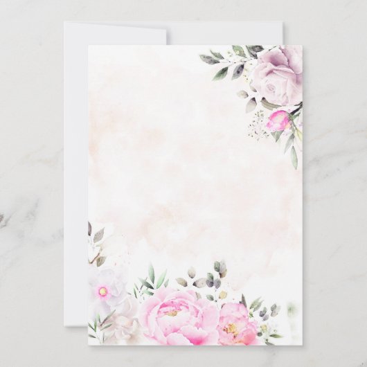 Save The Date Aquarelle rose Floral Mariage élégant (Dos)