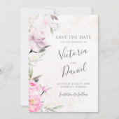 Save The Date Aquarelle rose Floral Mariage élégant (Devant)