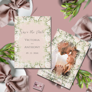 Save The Date Aquarelle rose Floral Mariage millésimé