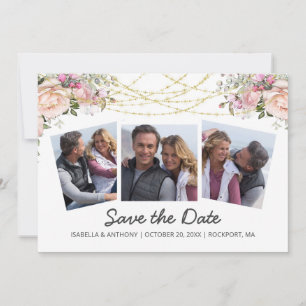 Save The Date Aquarelle Rose Florale Blanche Rose Fleur 3Photo