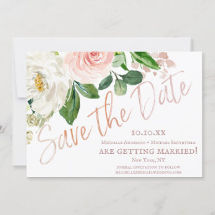 Save The Date Aquarelle rose florale Enregistrer la date