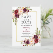 Save The Date Aquarelle Rose Gold Frame Bourgogne Enregistrer La (Debout devant)