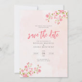 Save The Date Aquarelle rose Mariage de fleurs de cerisier (Devant)