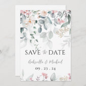 Save The Date Aquarelle rose Mariage de verdure (Devant / Derrière)