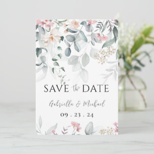 Save The Date Aquarelle rose Mariage de verdure