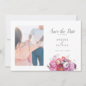 Save The Date Aquarelle rose Mariage Floral été (Devant)