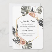 Save The Date Aquarelle rose moderne Beauté Fleurs et gouttes d' (Devant)