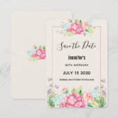 Save The Date Aquarelle rose moderne Bouquet floral Anniversaire (Devant / Derrière)