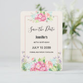 Save The Date Aquarelle rose moderne Bouquet floral Anniversaire (Debout devant)
