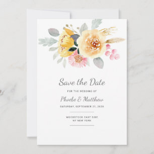 Save The Date Aquarelle rose or Floral moderne Botanique