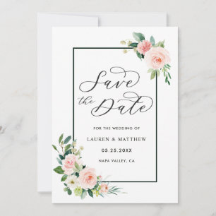 Save The Date Aquarelle rose pâle Fleur Mariage Enregistrer la d