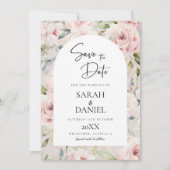 Save The Date Aquarelle Rose Poudré Mariage (Devant)