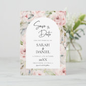 Save The Date Aquarelle Rose Poudré Mariage (Debout devant)