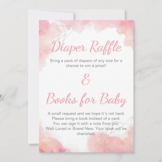 Save The Date Aquarelle rose Raffle et livres pour bébé (Devant)