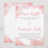 Save The Date Aquarelle rose Raffle et livres pour bébé (Devant / Derrière)