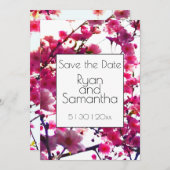 Save The Date Aquarelle rose ressort floral | Arbre à fleurs (Devant / Derrière)