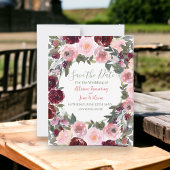 Save The Date Aquarelle Rose Rose Bourgogne Enregistrer La Date