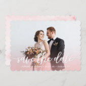 Save The Date Aquarelle rose Rustique Mariage Photo Enregistrer (Devant / Derrière)