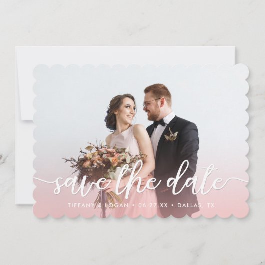 Save The Date Aquarelle rose Rustique Mariage Photo Enregistrer (Devant)